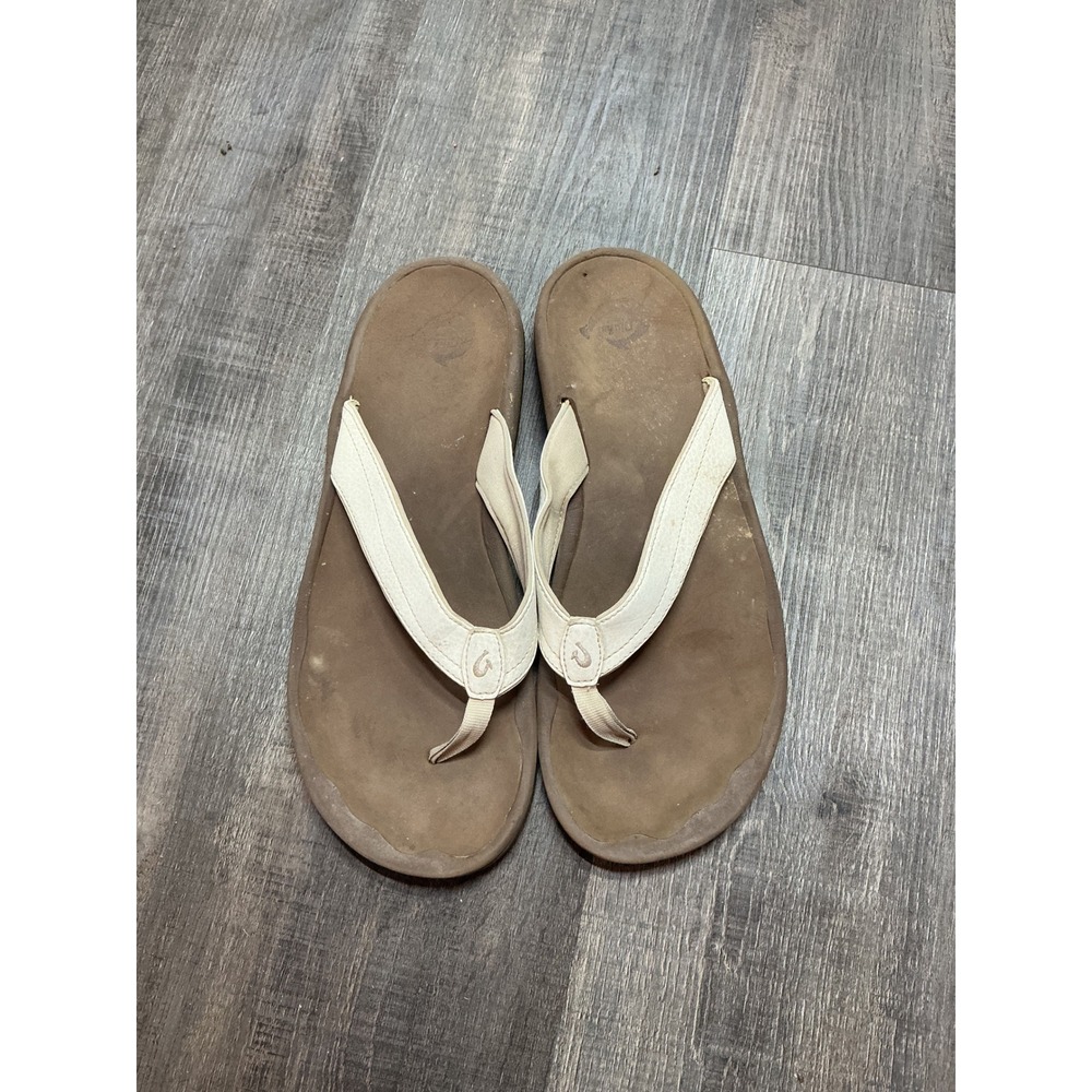 OluKai Ohana Men's Brown Cream Flip Flop Sandals Size 9 20110-1830-GF-407